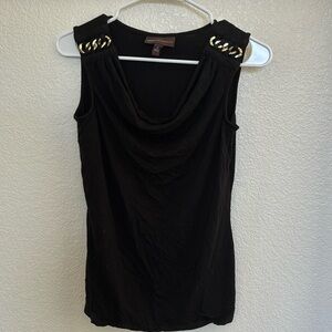 Dana Buchman sleeveless top with golden chain details, size XS